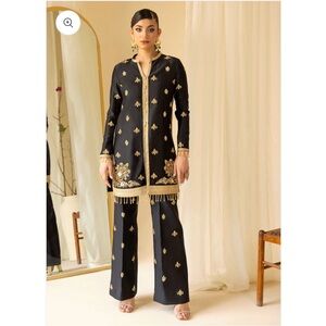 Embroidered Black and Gold Women's Pakistani suit